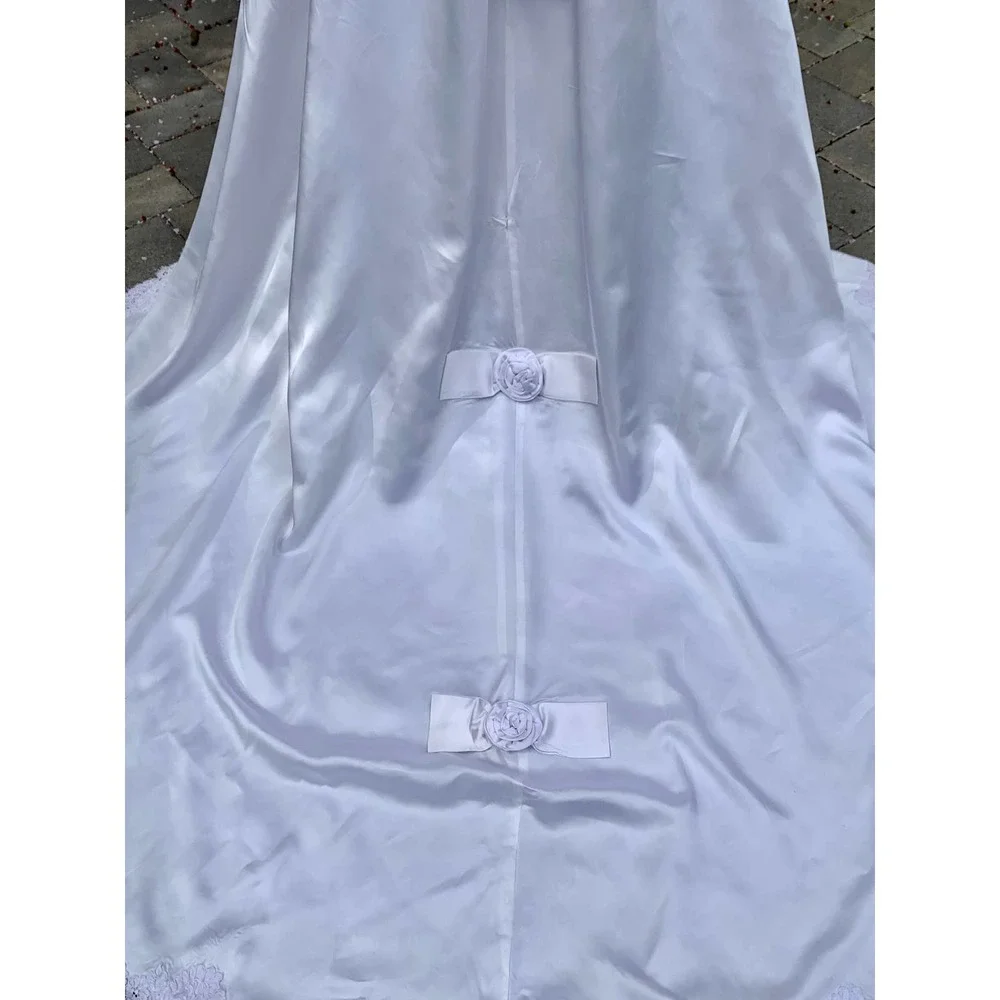 Vintage 80s Poof Sleeve Wedding Dress Victorian Edwardian Cottage Core SZ ~6-8P - Picture 10 of 14